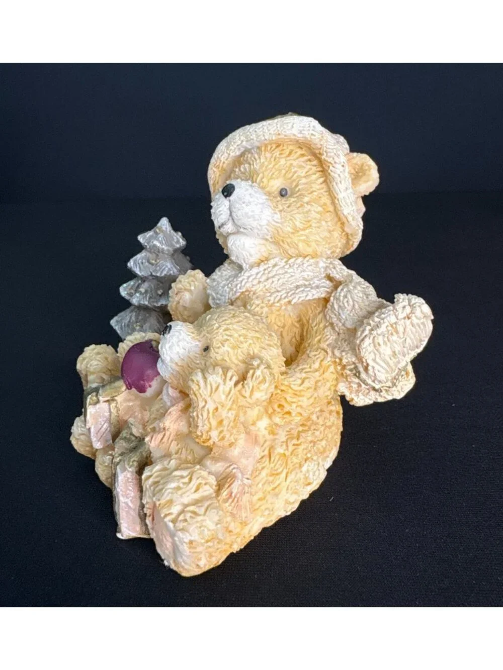 Momma Bear Cub Bear Christmas Tree Teddy Bear Figurine Apple Tree Holiday Decor